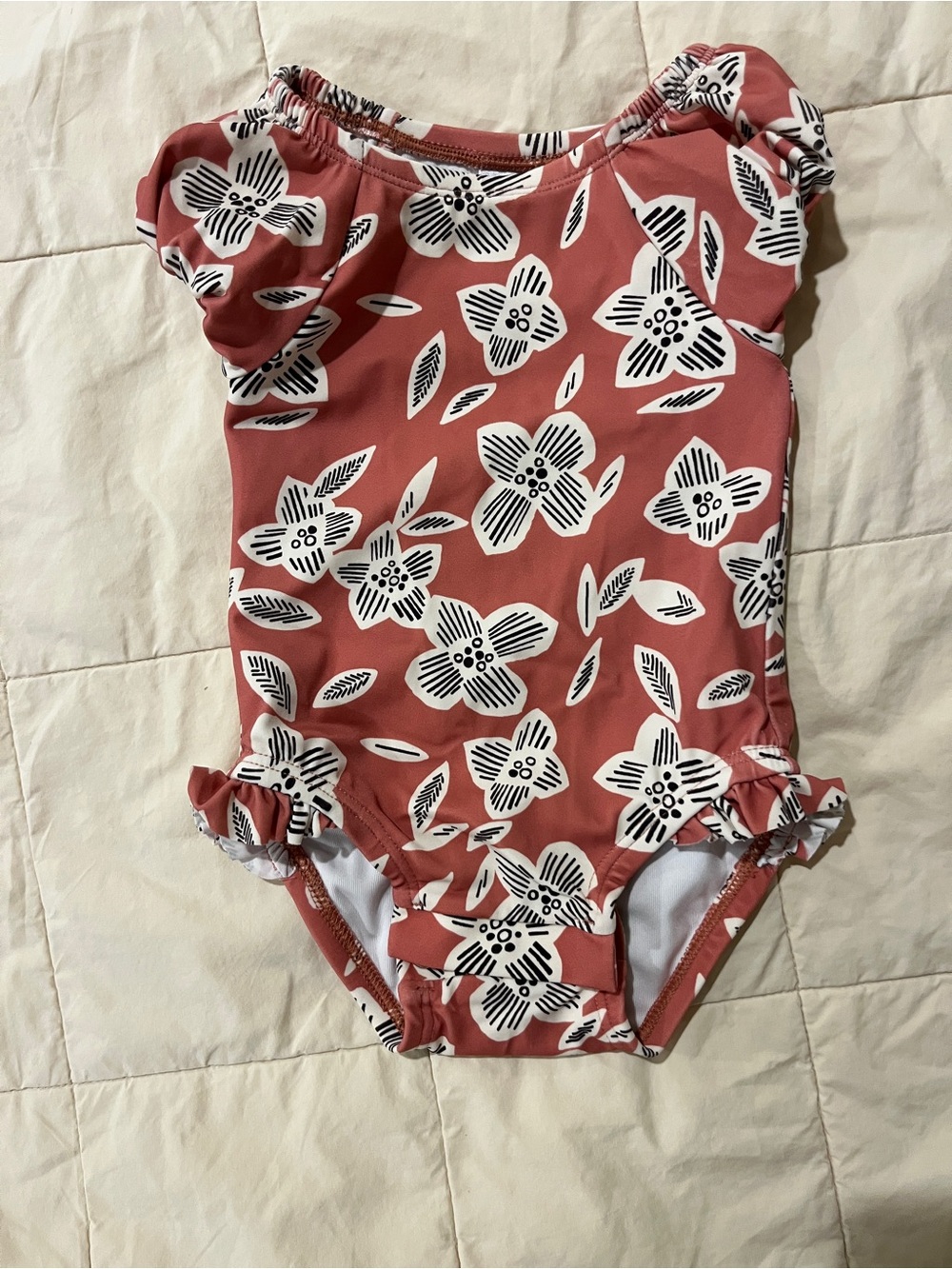 Hanna Andersson Dusty Rose Floral Swim One-Piece